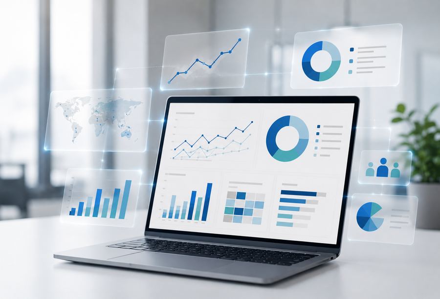 Personas trabajando juntas sobre gráficos y datos